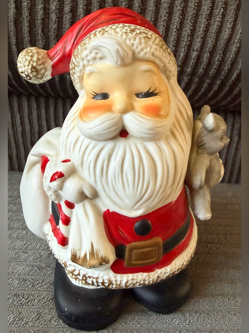 VTG Homco Santa Claus Figurine Red and Gold Details Piggy Bank Christmas